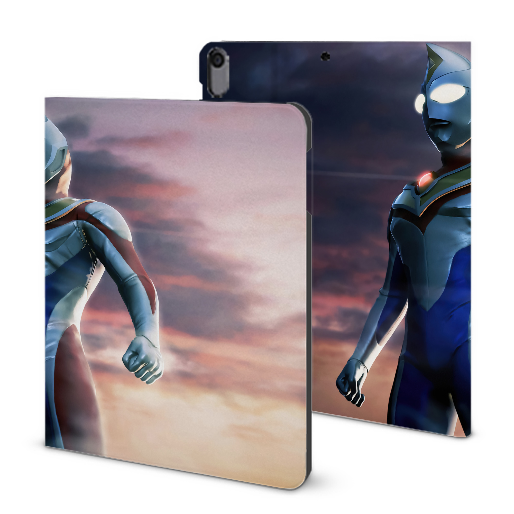 （画像用） ウルトラマン Ultraman IPad ケース ブック型 PUレザー TPU 耐衝撃 軽量 薄型 ペン収納なし 全面保護 IPad 各モデル対応